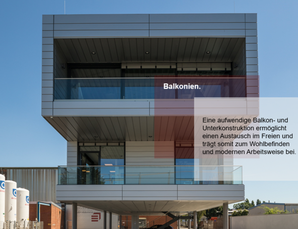 Bürogebäude "Space Cube" mit Textfeld