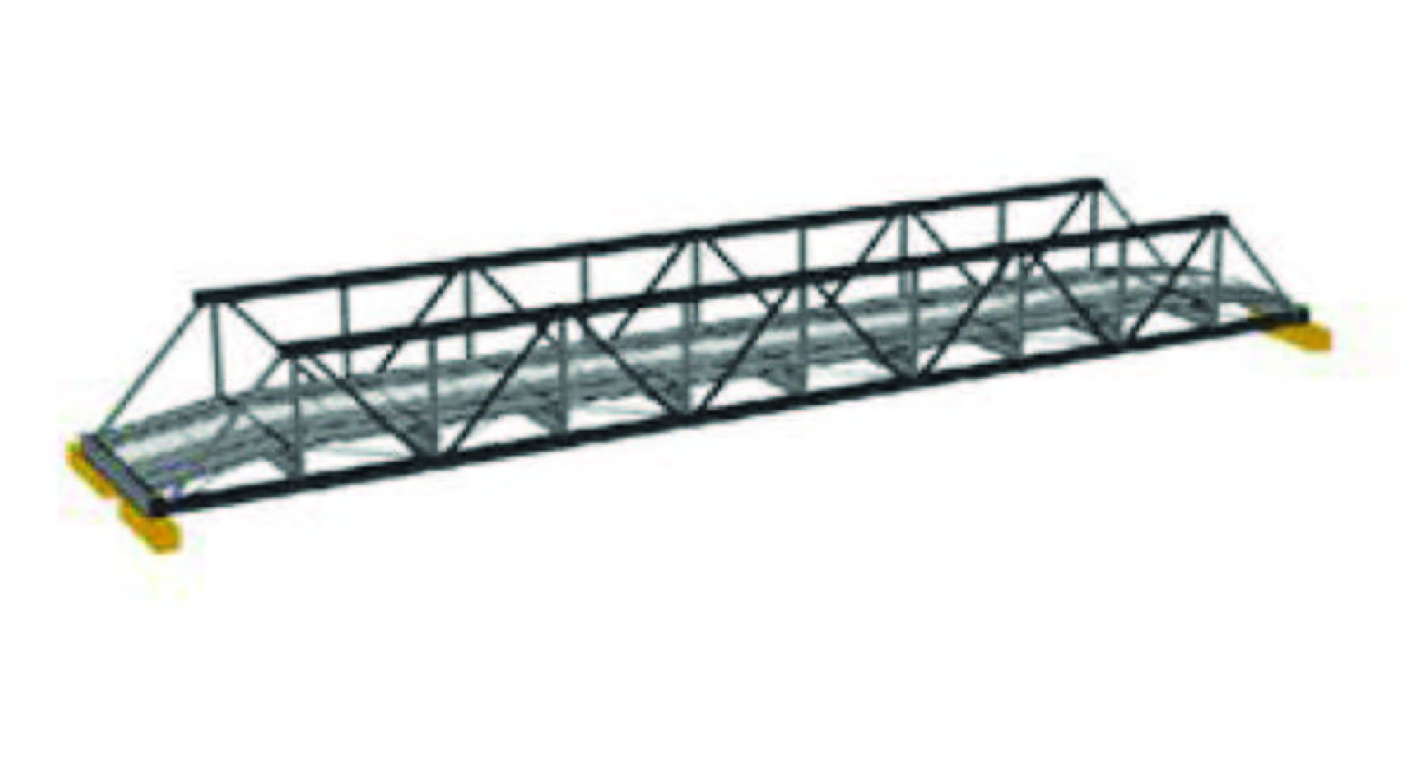 Grafische Darstellung der LBB-Brücke mit variabler Spannweite und schmaler Fahrbahn