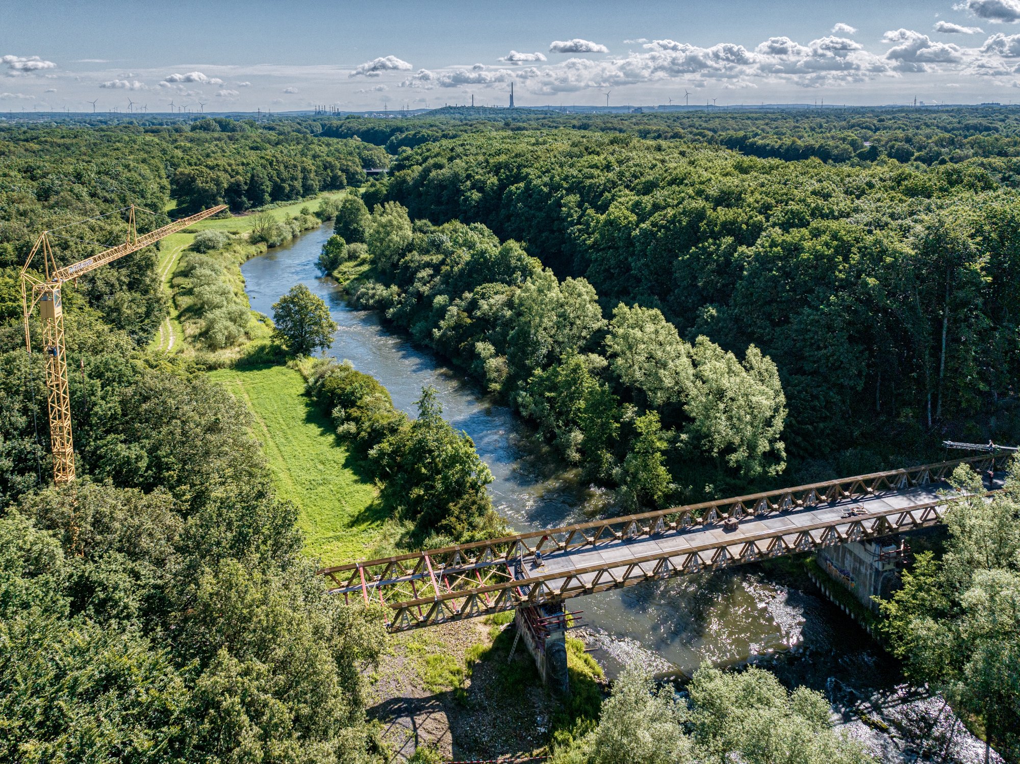 Luftbildaufnahme Behelfsbrücke Dorsten-Marl