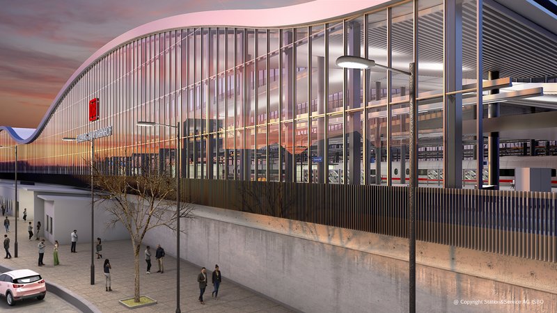 Außenansicht: Die neu gestaltete Eingangshalle des Duisburger Hauptbahnhofs